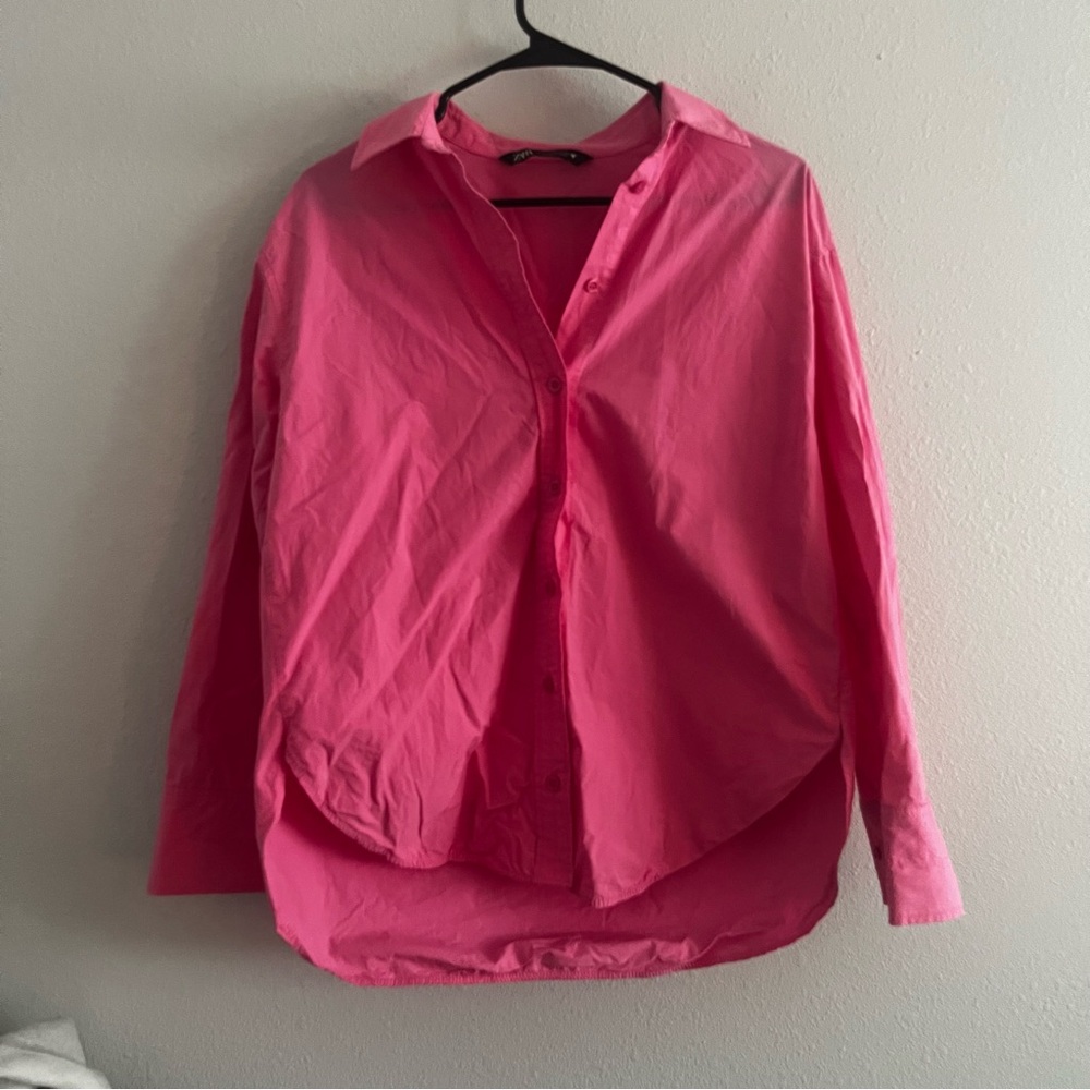 Zara Button-Up Collared Long Sleeve Shirt Size XS